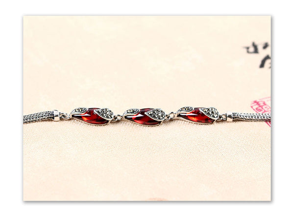 Granaat Zilveren Armband