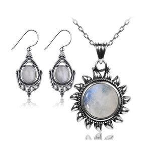 Moonstone necklace + earrings