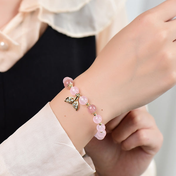 Roze kwarts armband